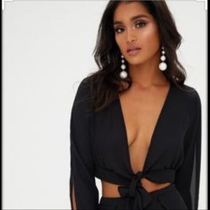 PLT Black Woven Sheer Top